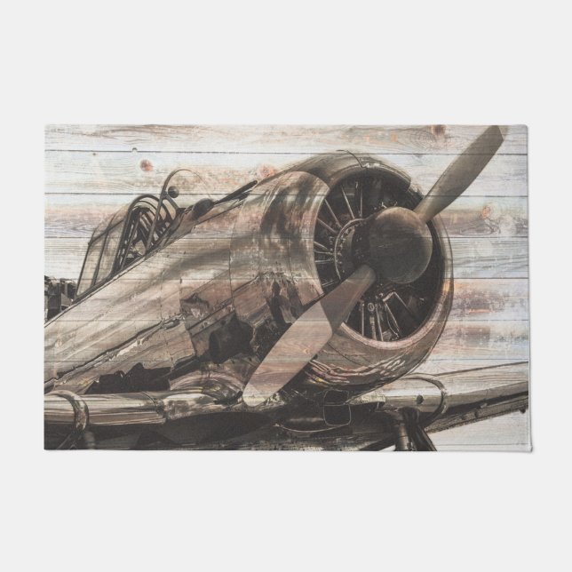 Vintage Airplane Doormat (Front)