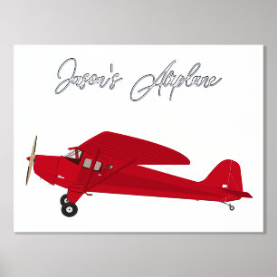 Vintage Airplane Drawing Foil Text Print Poster