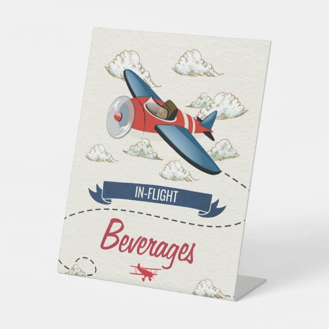 Vintage Airplane Drinks Party Sign (Front)