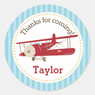 Vintage Airplane Favor Sticker (Boys Birthday)