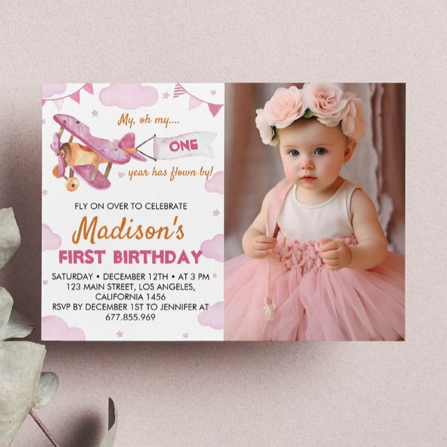 Vintage Airplane First Birthday Invitation (Creator Uploaded)