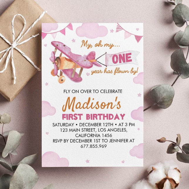 Vintage Airplane First Birthday Invitation (Creator Uploaded)