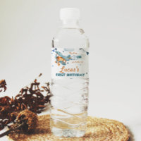 Vintage Airplane First Birthday Water Bottle Label
