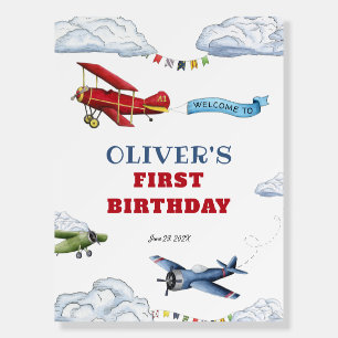 Vintage Airplane First Birthday Welcome Sign