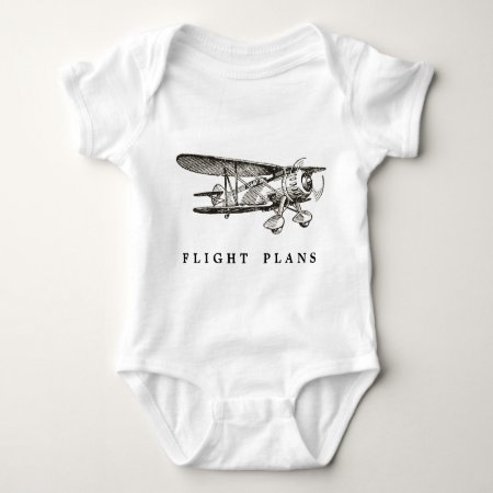 Vintage Airplane, Flight Plans Baby Bodysuit