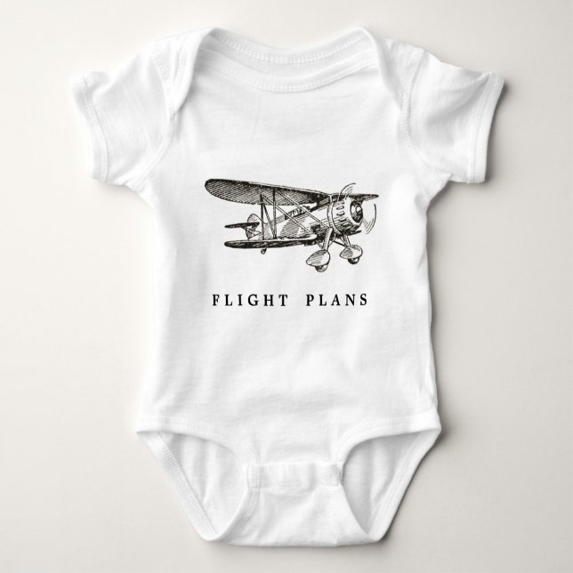 Vintage Airplane, Flight Plans Baby Bodysuit (Front)
