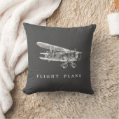 Vintage Airplane, Flight Plans Throw Pillow (Blanket)