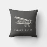 Vintage Airplane, Flight Plans Throw Pillow at Zazzle