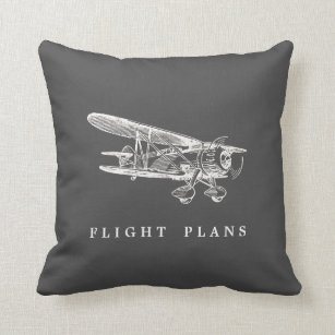Vintage Airplane, Flight Plans Throw Pillow