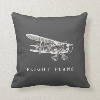 Vintage Airplane  Flight Plans Throw Pillow by JoyMerrymanStore at Zazzle