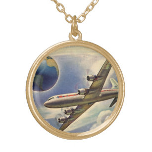 Space and Aviation Airplane Aircraft Pendant Necklace