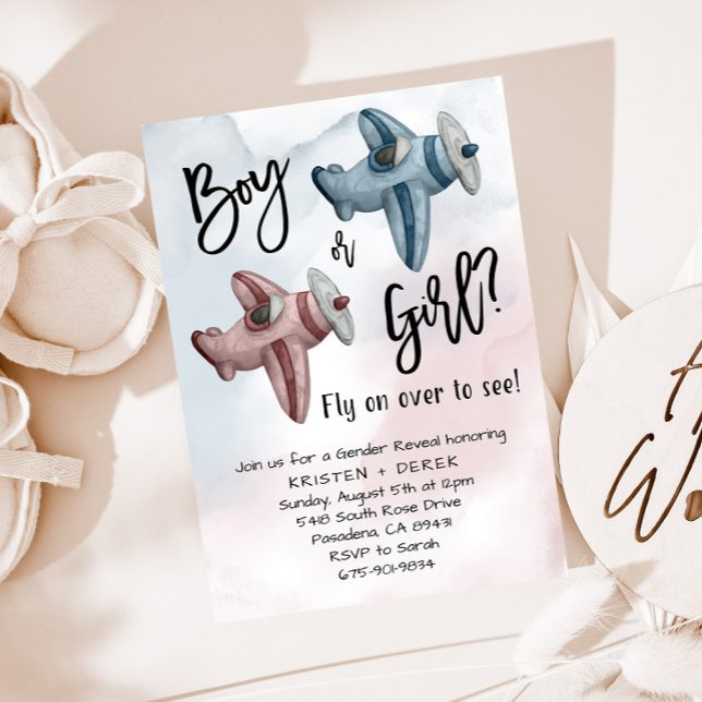 Vintage Airplane Gender Reveal Party Invitation (Creator Uploaded)