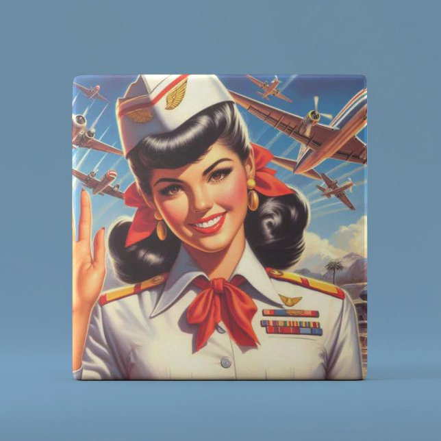 Vintage Airplane Girl Ceramic Tile (Creator Uploaded)