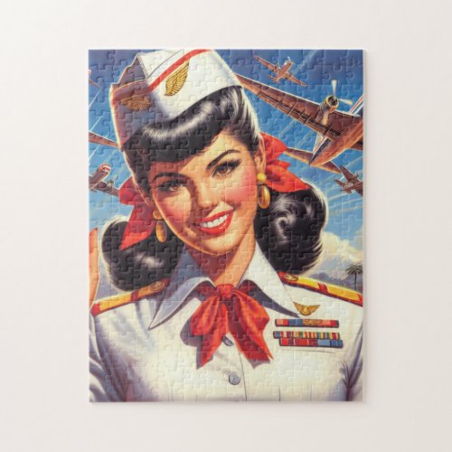 Vintage Airplane Girl Jigsaw Puzzle