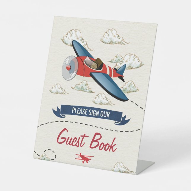 Vintage Airplane Guest Book Sign (Front)