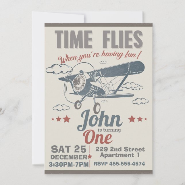 Vintage Airplane invitation - Airplane invitation (Front)