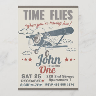 Vintage Airplane invitation - Airplane invitation