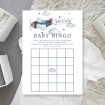 Vintage Airplane It's A Boy Baby Bingo Invitation