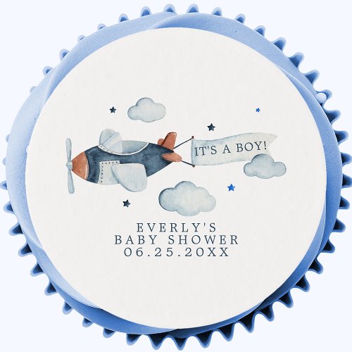 Baby Shower Treats 8 Vintage Airplane It'S A Boy Baby Shower Edible Frosting Rounds