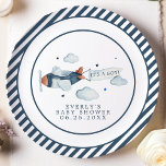 Vintage Airplane It's A Boy Baby Shower Paper Plates<br><div class="desc">Vintage Airplane It's A Boy Baby Shower Paper Plate. This design features an adorable vintage airplane. Personalize this custom design with your own text and details.</div>