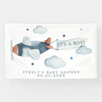Vintage Airplane It's A Boy Baby Shower Welcome  Banner