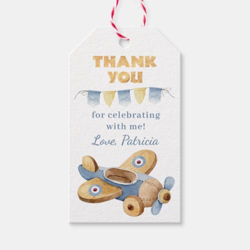 Vintage Airplane Kids Toy Thank You Gift Tags