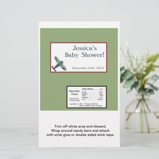 Vintage Airplane Large Candy Bar Wrapper (Standing Front)