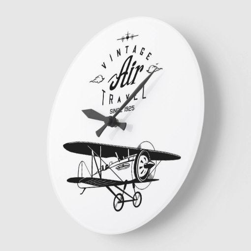 vintage airplane large clock | Zazzle