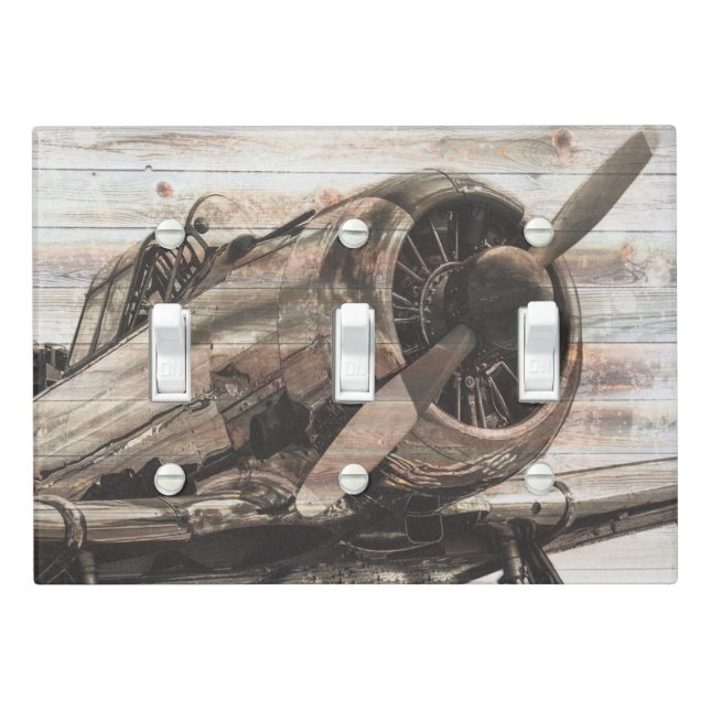 Vintage Airplane Light Switch Cover (In Situ)