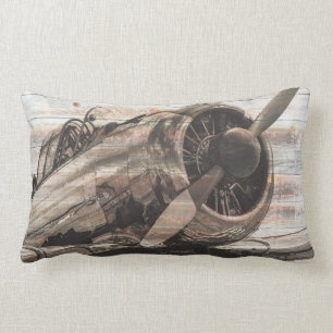 Vintage Airplane Lumbar Pillow