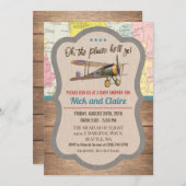 Vintage Airplane Map Boy Baby Shower Invitation (Front/Back)