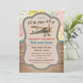 Vintage Airplane Map Boy Baby Shower Invitation (Standing Front)