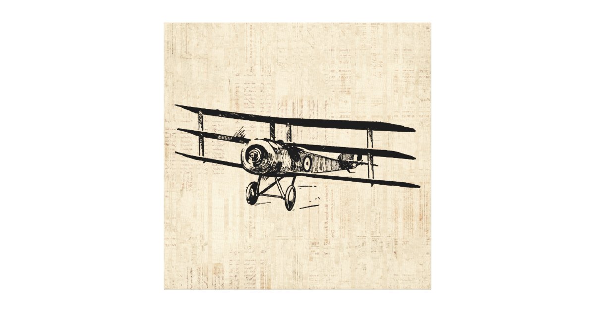Retro Airplane in Clouds and Balloon Pattern Print Canvas Shoulder