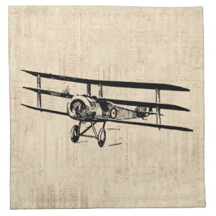 Vintage Airplane Old Antique Plane Illustration Cloth Napkin