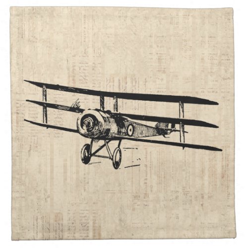 Vintage Airplane Old Antique Plane Illustration Cloth Napkin