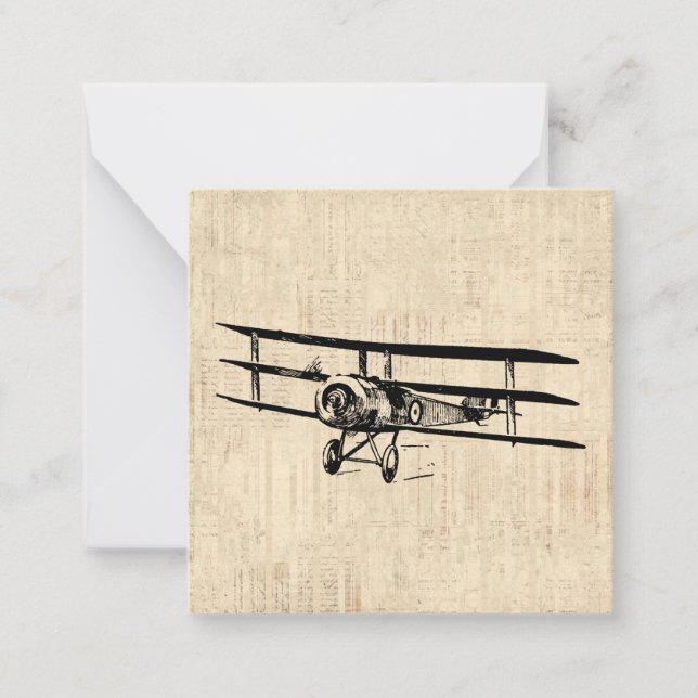 Vintage Airplane Old Antique Plane Illustration Note Card (Front)