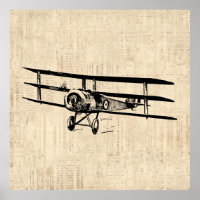 Vintage Airplane Old Antique Plane Illustration