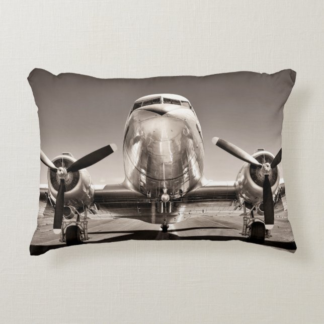 vintage airplane on a runway accent pillow (Front)