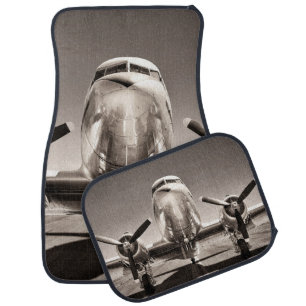 vintage airplane on a runway car floor mat
