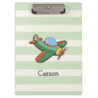 Vintage Airplane on Pastel Green Stripes