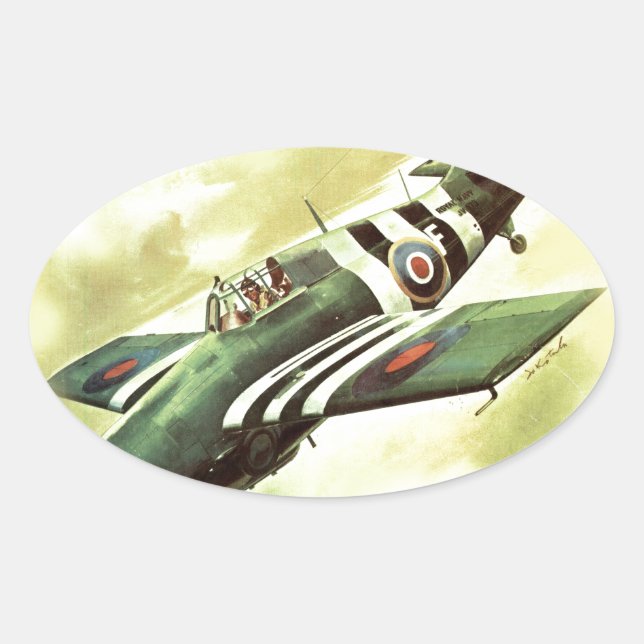 Vintage Airplane Oval Sticker (Front)