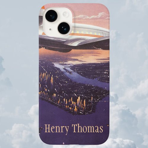 Vintage Airplane over Hudson River New York City Case_Mate iPhone 14 Case