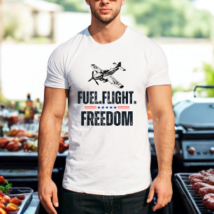 Vintage Airplane P-51 Fuel Flight Freedom Pilot T-Shirt