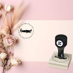 Vintage Airplane P-51 Mustang Military Aviation Rubber Stamp