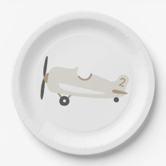 Vintage Airplane Personalised Kids Birthday Paper Plates
