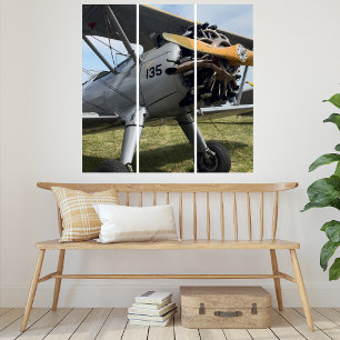 Vintage Airplane Photo for Pilot Aviation Triptych
