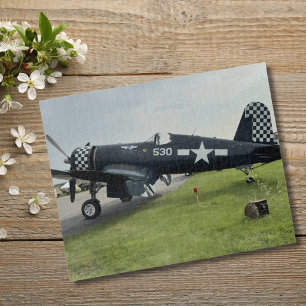 Vintage Airplane Photo Pilot Dad Birthday Aviation Jigsaw Puzzle