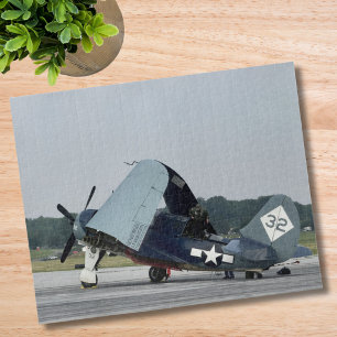 Vintage Airplane Photo Pilot Dad Birthday Aviation Jigsaw Puzzle