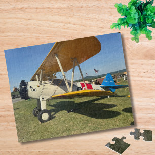 Vintage Airplane Photo Pilot Dad Birthday Aviation Jigsaw Puzzle