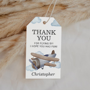 Vintage Airplane Pilot Aviation Birthday Favor Gift Tags